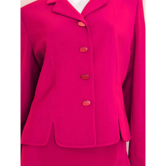 Le Suit Petite Skirt Suit 8P Red Crepe Lined Pencil Skirt Career Office Church - Picture 3 of 7